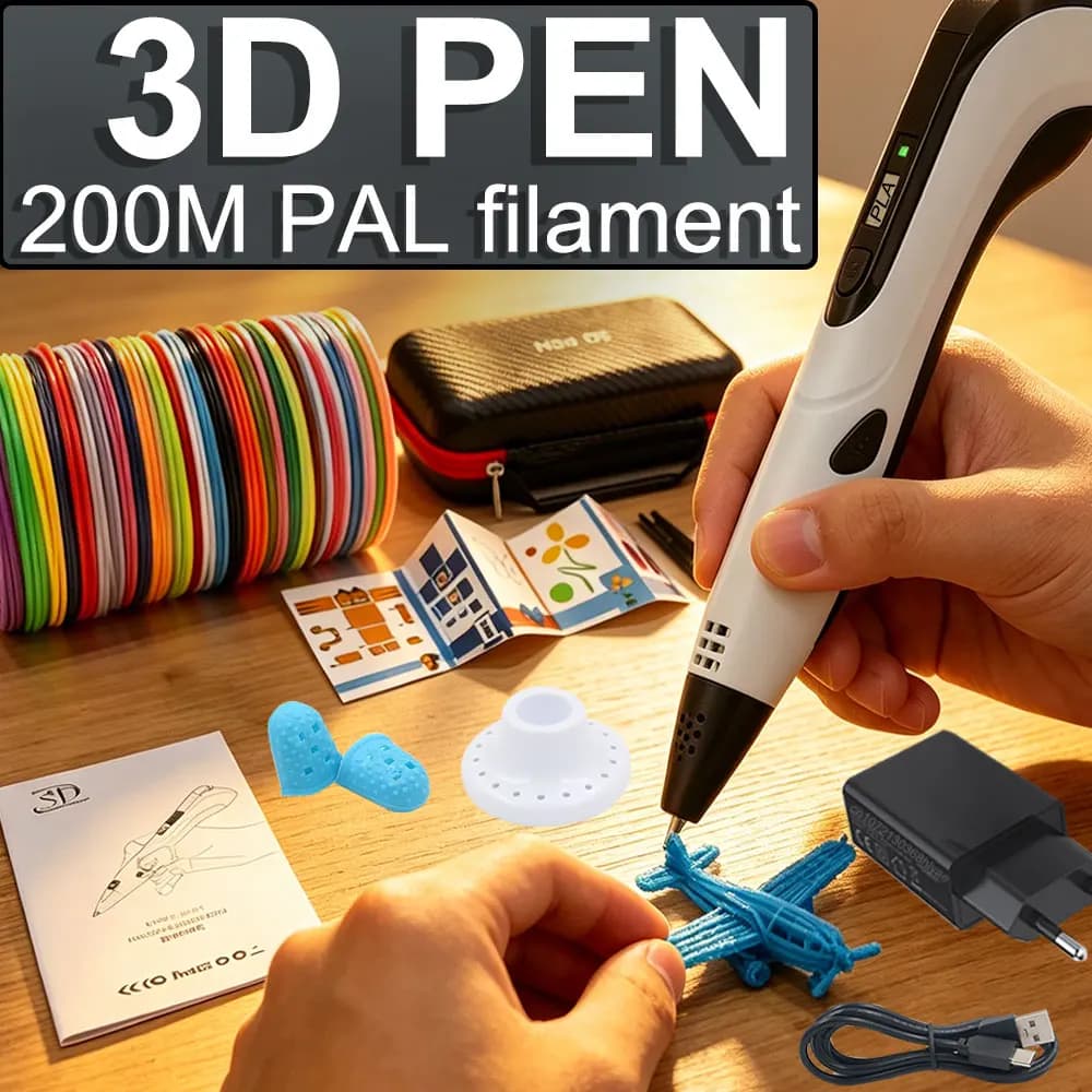 Regali Popolari Natale 2026: Penna 3D per Bambini con Display LED, Adattatore di Alimentazione, Custodia da Viaggio, Filamento PLA - Giocattoli Fai-da-Te Amati dai Bambini