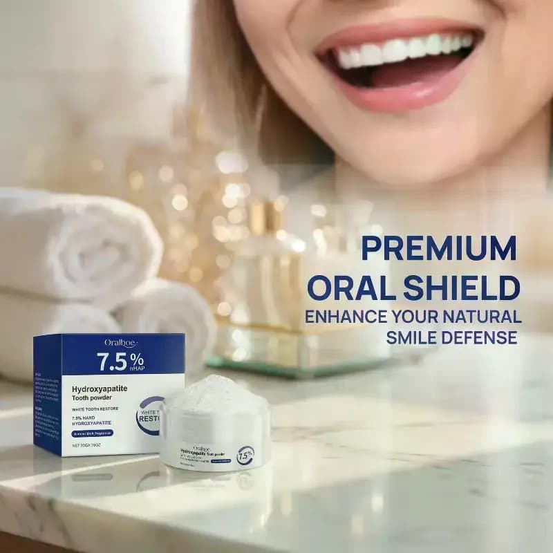 7.5% nano-hydroxiapatite powder for deep teeth cleaning, whitening and daily oral health enamel protection