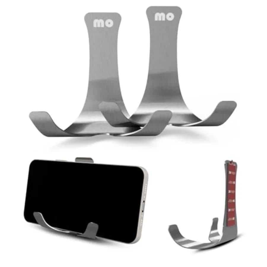 Wall Mount Bathroom Kitchen Cell Phone Holder, Mirror Cellphone Stand Adhesive Remote Control Eye Glasses Smartphone Keys Compa