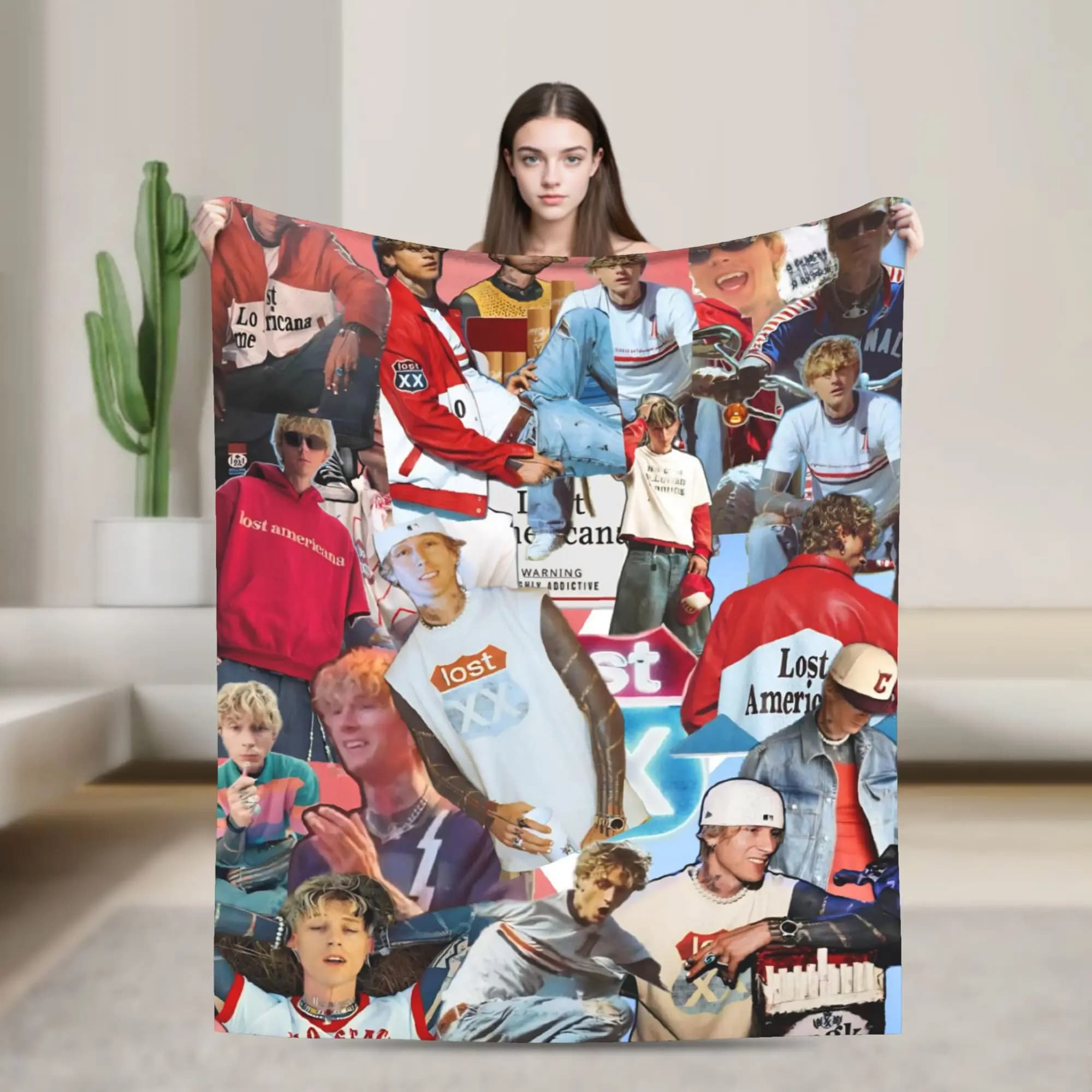 MGK Lost Americana Tour 2025-2026 Blanket Cozy Soft Throw Blankets for Sofa 50x60 Inch Multi-size Quilt