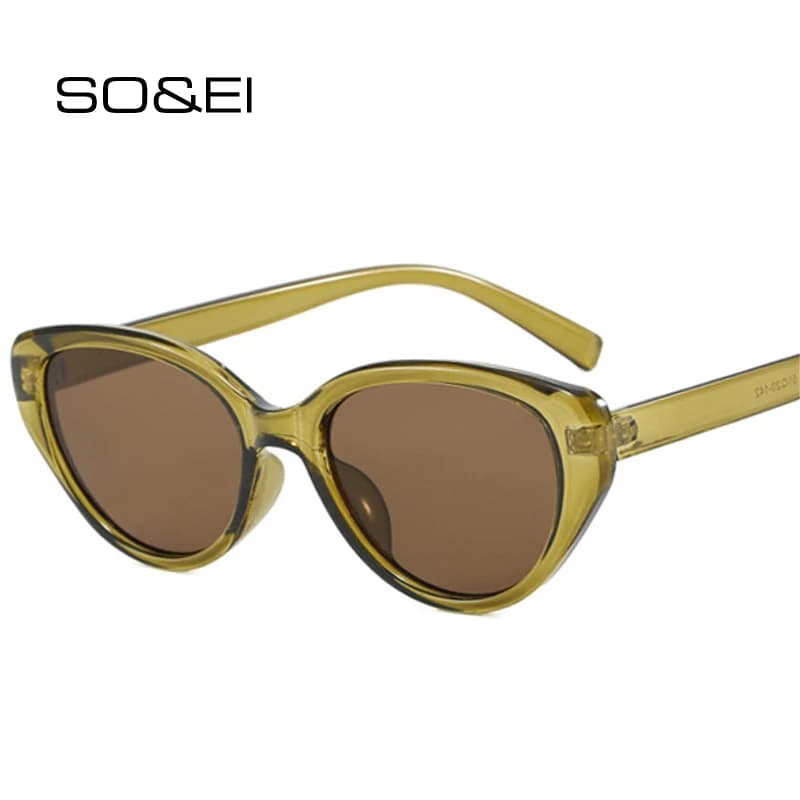 SO&EI Fashion Cat Eye Sunglasses Women Retro Gradient Shades UV400 Men Trending Green Tea Sun Glasses