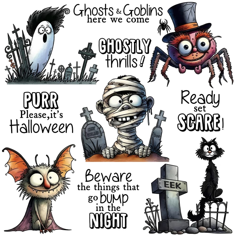 Mangocraft Scary Ghost And Monsters Cutting Dies Clear Stamp DIY Scrapbooking Metal Dies Silicone Stamp For Cards Albums Decor