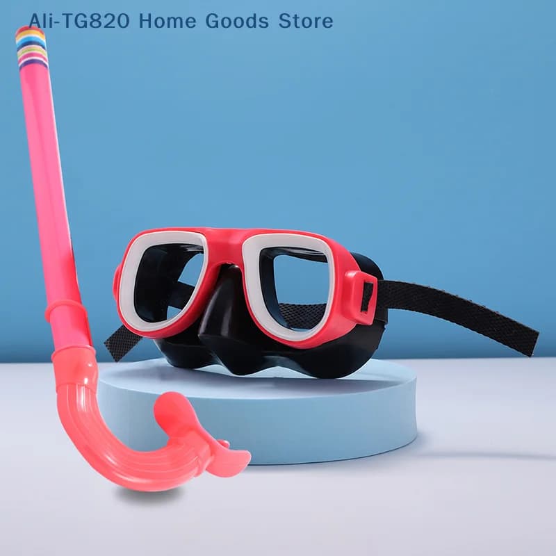 [TG820] Set di Occhialini da Immersione e Boccaglio per Bambini, Attrezzatura per Snorkeling con Montatura Grande, Occhialini da Immersione HD