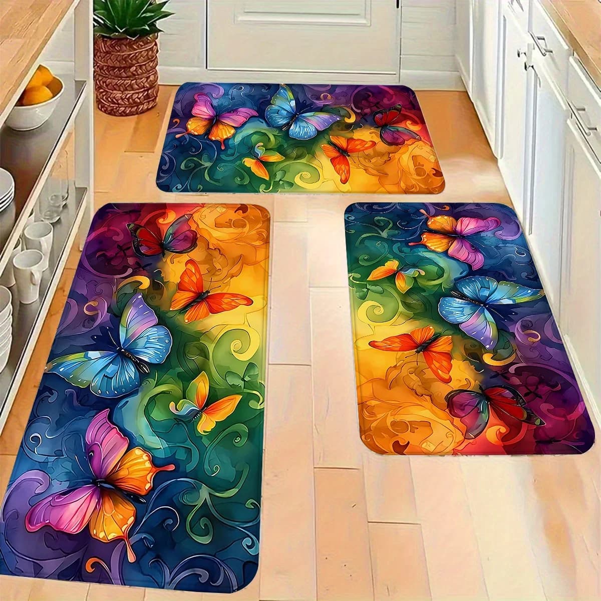 Tappetino colorato a forma di farfalla per camera da letto, soggiorno, sala da pranzo, bagno, lavanderia, tappetino d'ingresso, tappeto da cucina, casa