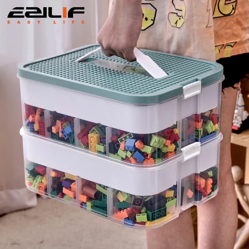 Scatola di immagazzinaggio LEGO delle particelle di dimensioni dei giocattoli per bambini, scatola di immagazzinaggio per classificazione delle parti, smistamento dei blocchi di costruzione e scatola di smistamento della griglia