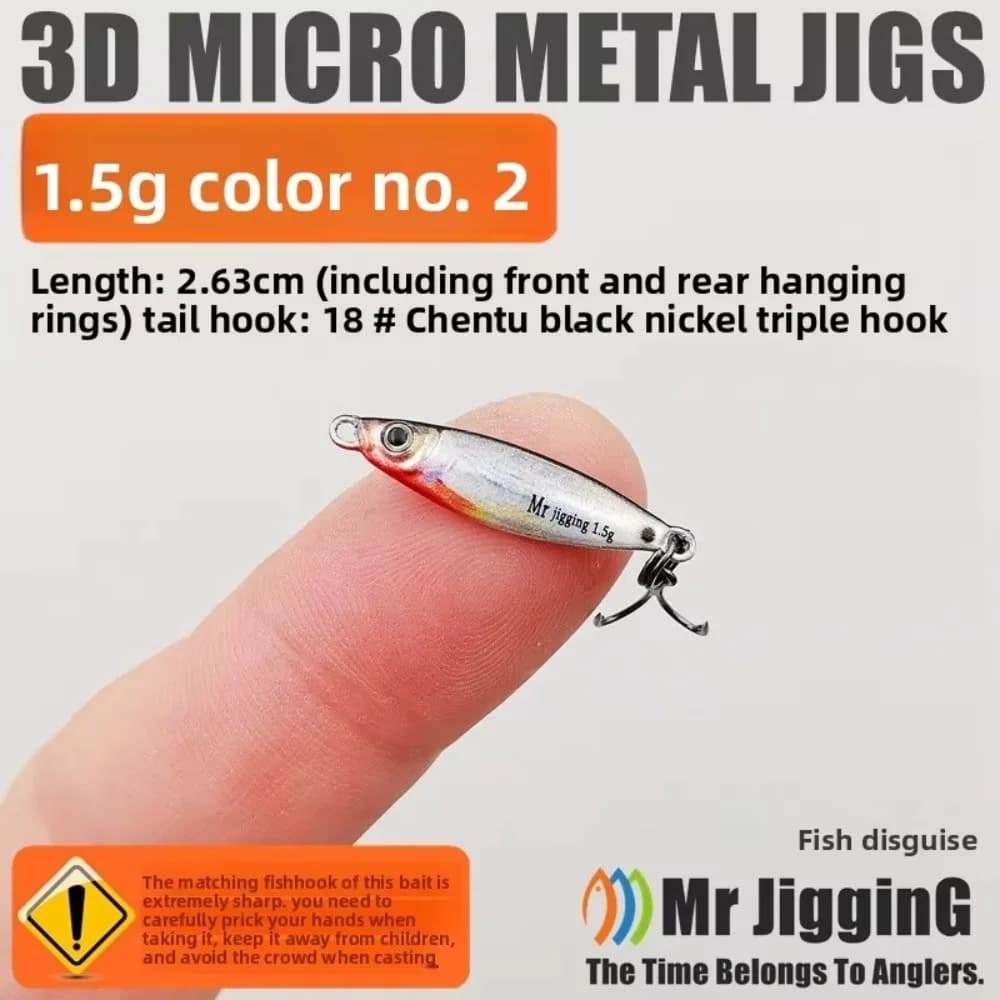 Lure Iron Plate Micro Sized Bait 1.5g Weight Mini Size Metal Cast Jig Spoon 3D Design Metal Material 3D Mini VIB Lure Fishing