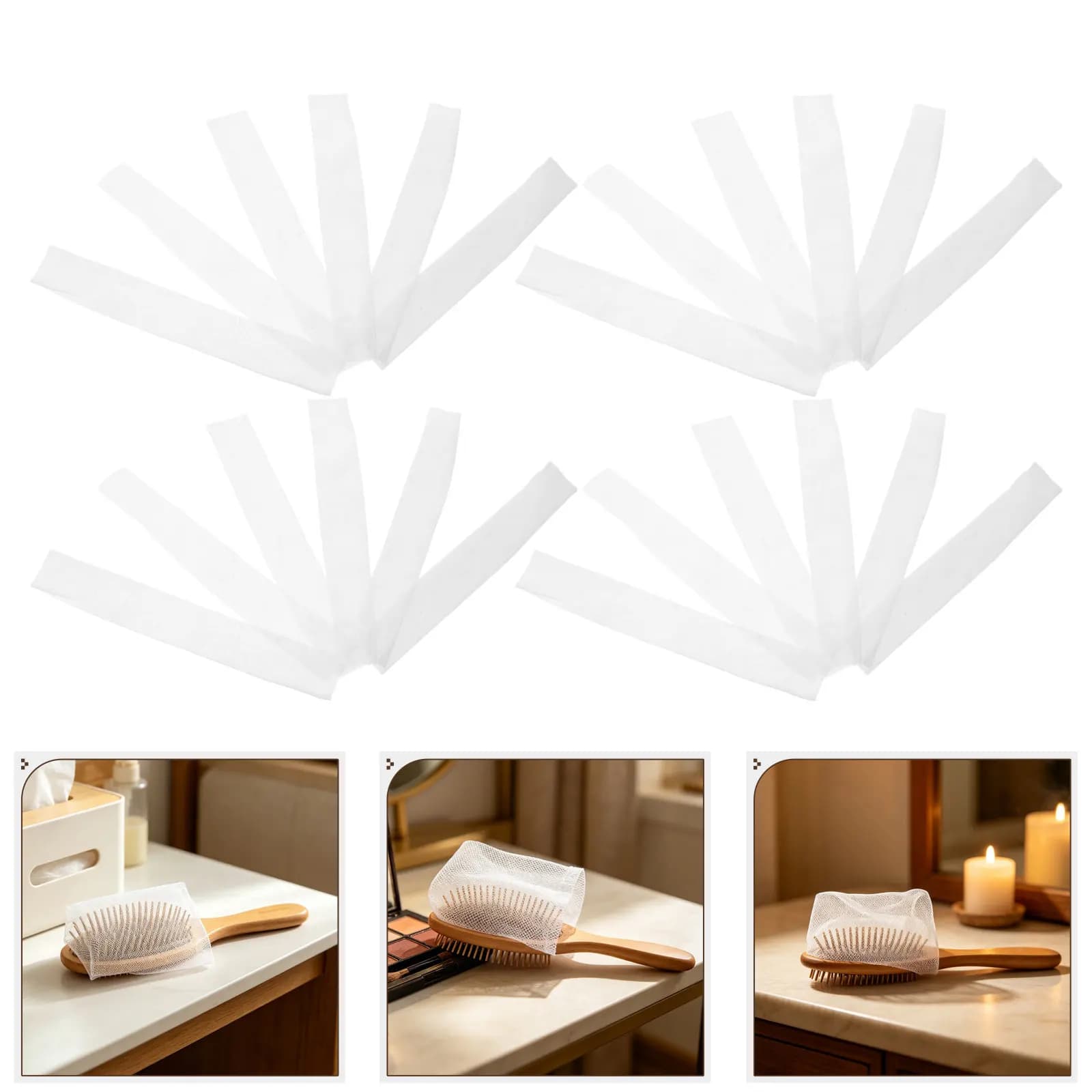 100Pcs Comb Cleaning Net Disposable Hair Brush Protector Mesh Hair Removal Sheet Airbag Cleaning Tool Salon Home Travel
