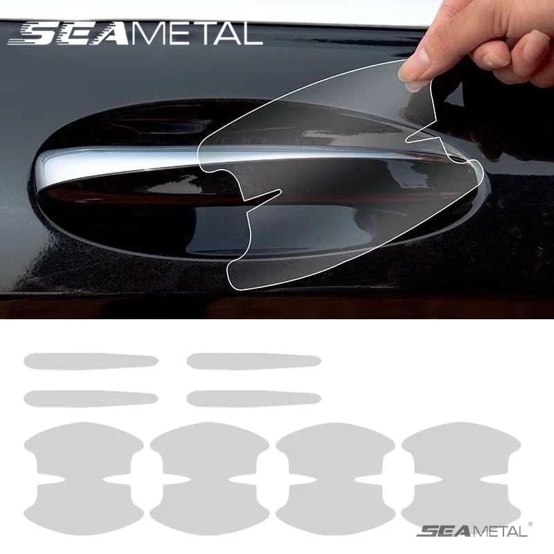 SEAMETAL 8PCS Maniglia universale per portiera per auto Ciotola Adesivi protettivi antigraffio Maniglia per auto trasparente Striscia di protezione anticollisione
