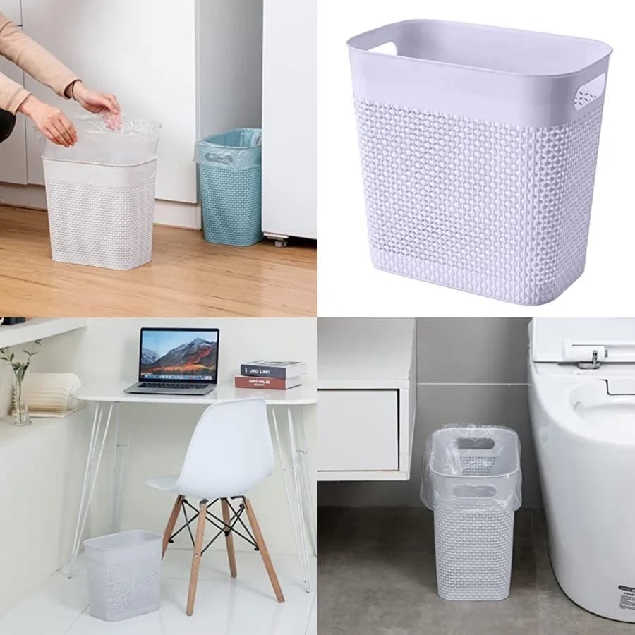 Cestino per Rifiuti in Plastica, Contenitore per Spazzatura per Bagni, Lavanderie, Cucine, Uffici, Camere dei Bambini, Dormitori (Grigio, 3 Galloni)