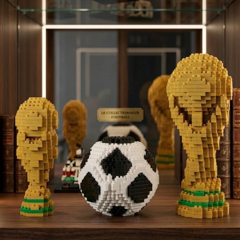 NUOVO Set di Costruzioni Serie Trofei Calcistici Classici, Modellino MOC da Assemblare, Regalo di Compleanno Ideale per Appassionati di Calcio