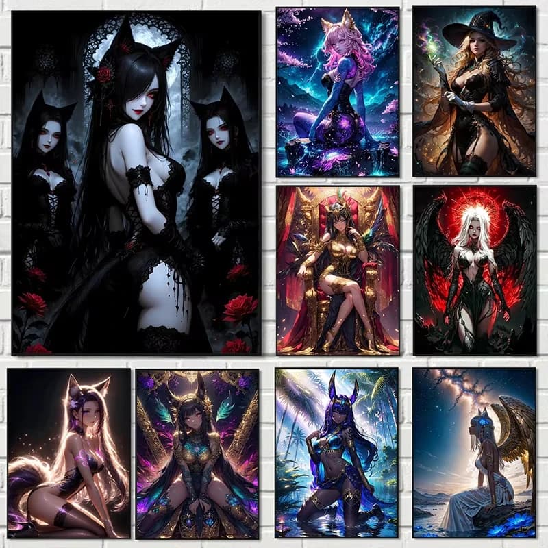 Dark Art Witch Evil Queen Lace Cartoon 5D DIY Diamond Painting Kit For Home Living Room Wall Decor Gift Mosaic Full Drill Canvas