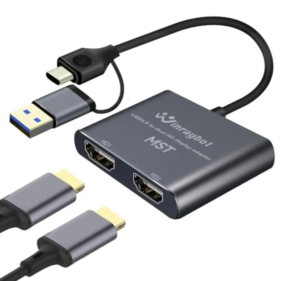 Adattatore USB a Doppio HDMI 1080P@60Hz per Monitor Esterni, Supporto per PC/Laptop/Desktop Windows/Mac