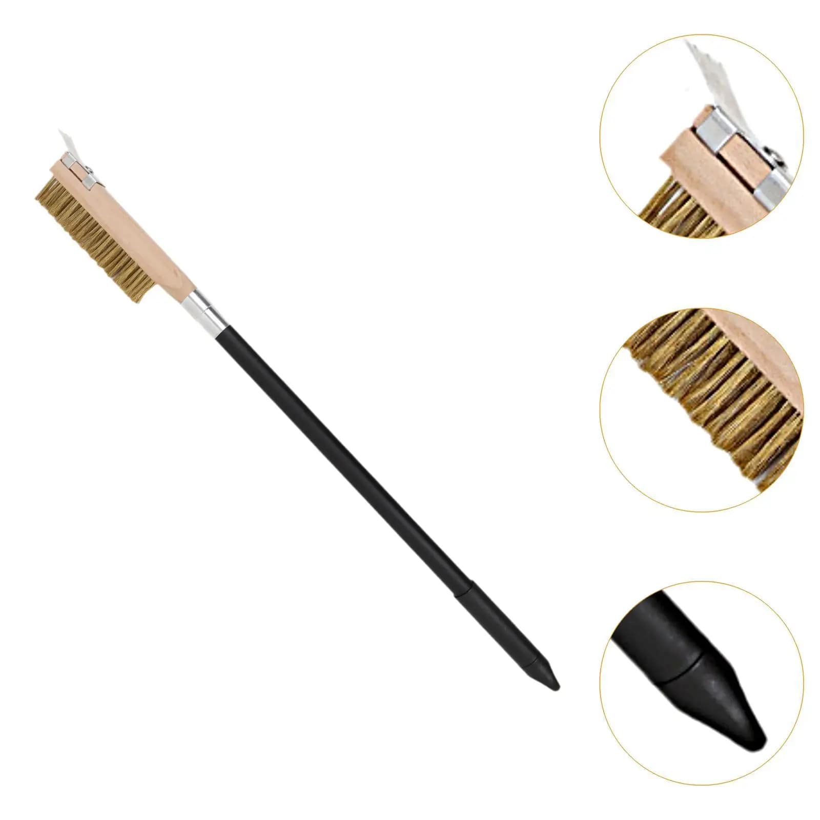 Pizza Oven Brush with Scrape Commercial Detachable Grill Brush Pizza Stone Brush for Restaurants Oven Home Stovetop Kitchen