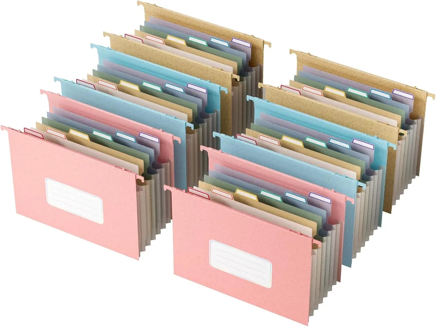Cartelle Portadocumenti Ecologiche in Paglia di Grano, 3 Colori, Grande Capacità con Tasche Espandibili per Documenti Formato Letter