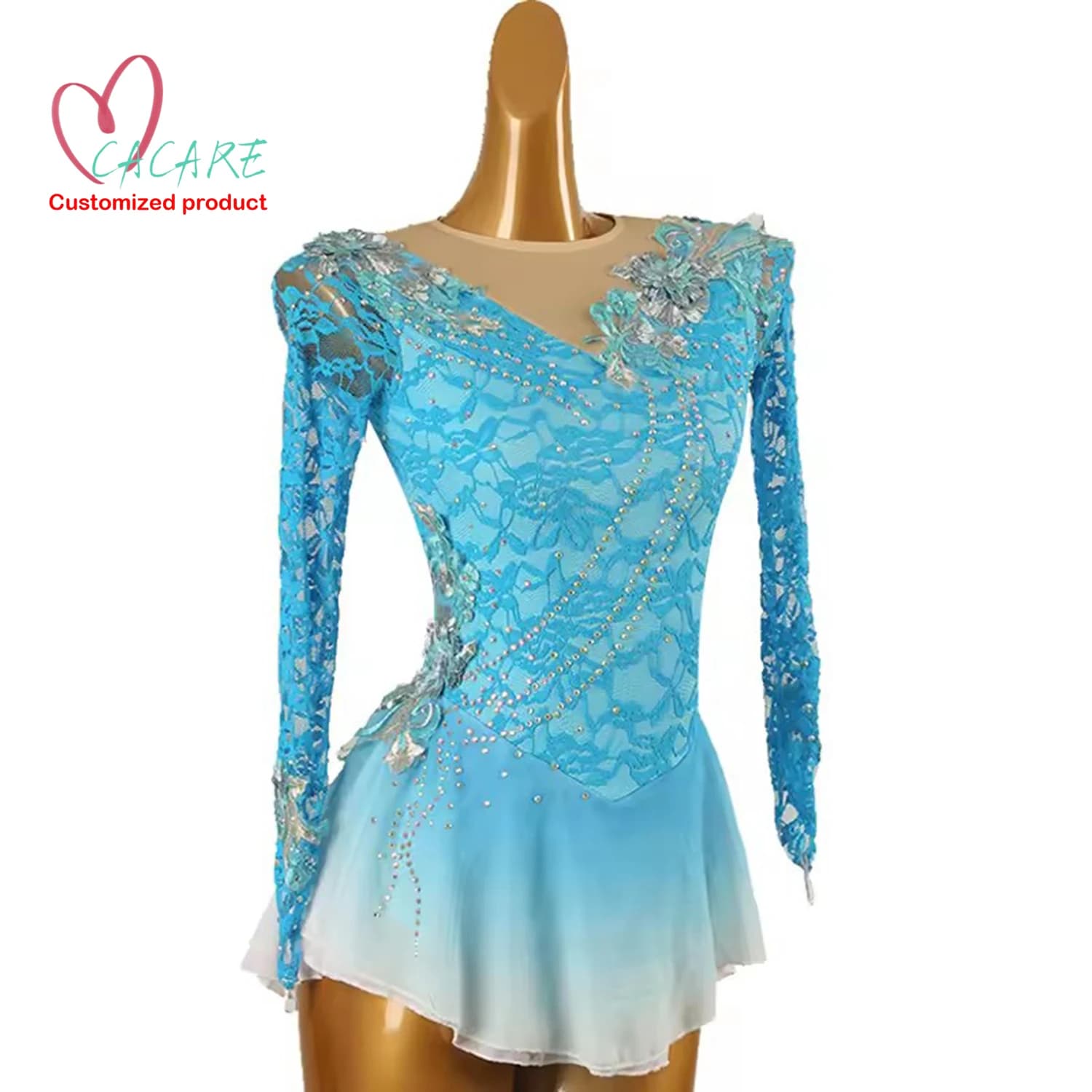 Vestito da pattinaggio di figura Abbigliamento da ballo Costume di scena Abbigliamento Ragazza Abbigliamento per bambini Vestito da pattinaggio su ghiaccio artistico Body da ballo Samba 089