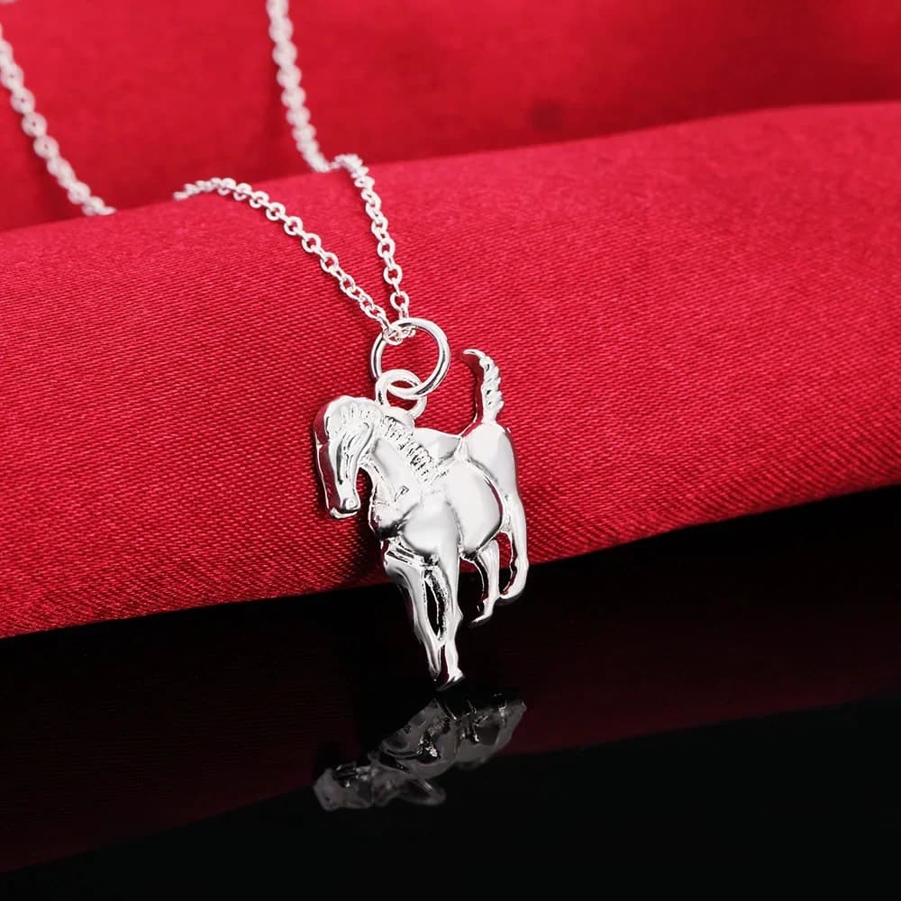 Fashion brand 925 Sterling Silver Necklace For Women luxury Wedding Jewelry elegant horse pendants chain neckalce