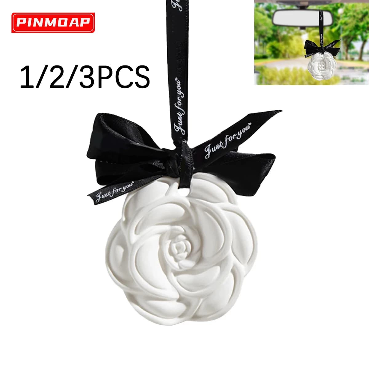 1/2/3PCS Auto Hanging Deodorant Beautiful White Flower Perfume for Styling Aroma Fresh Purifier Interior Decorations Ornament