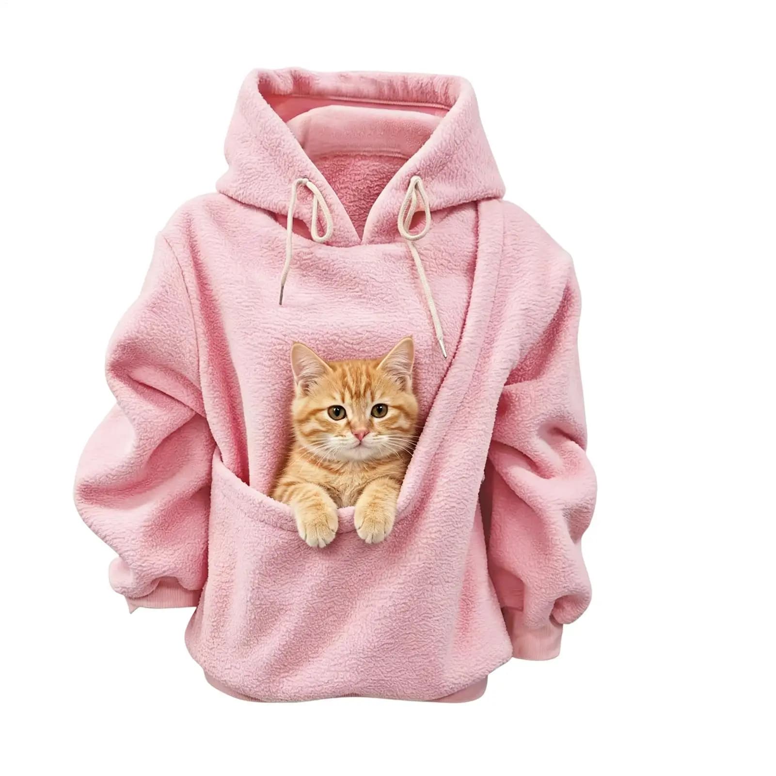 Pet Pouch Hoodie Oversized Fleece Hooded Lightweight Sweatshirt Women Winter Dog Carrier Sweat Shirt For Indoor Home Office