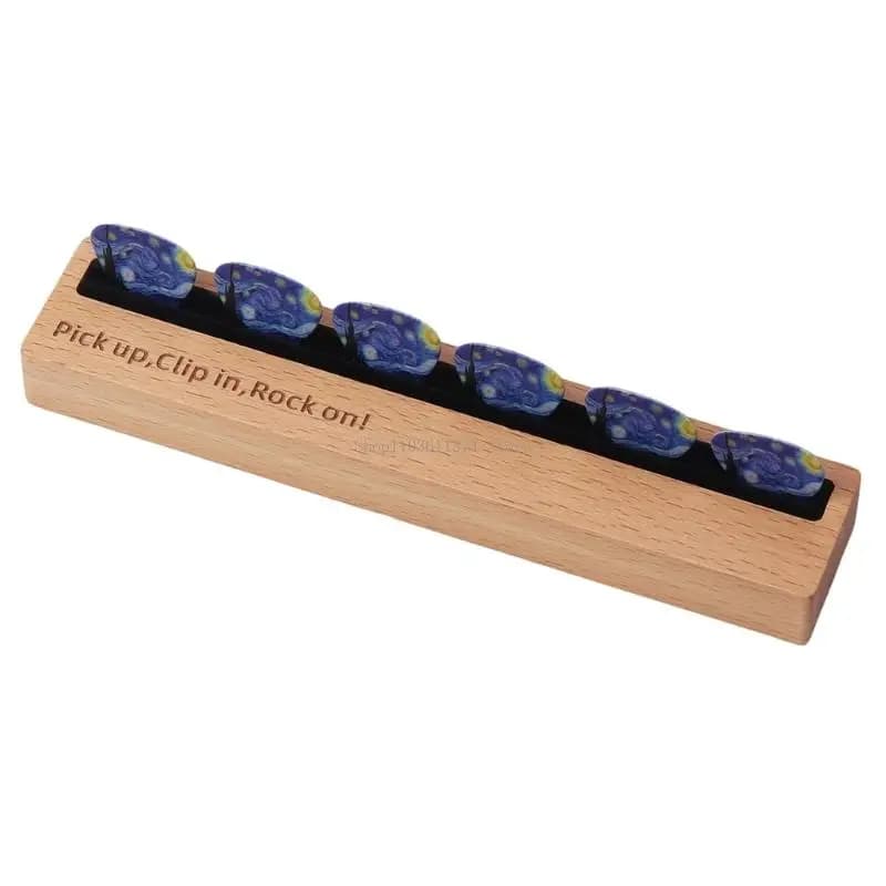 Handcrafted Pick Holder And 6 Piece Starry Picks Guitar Pick Storage Holder For String Instruments