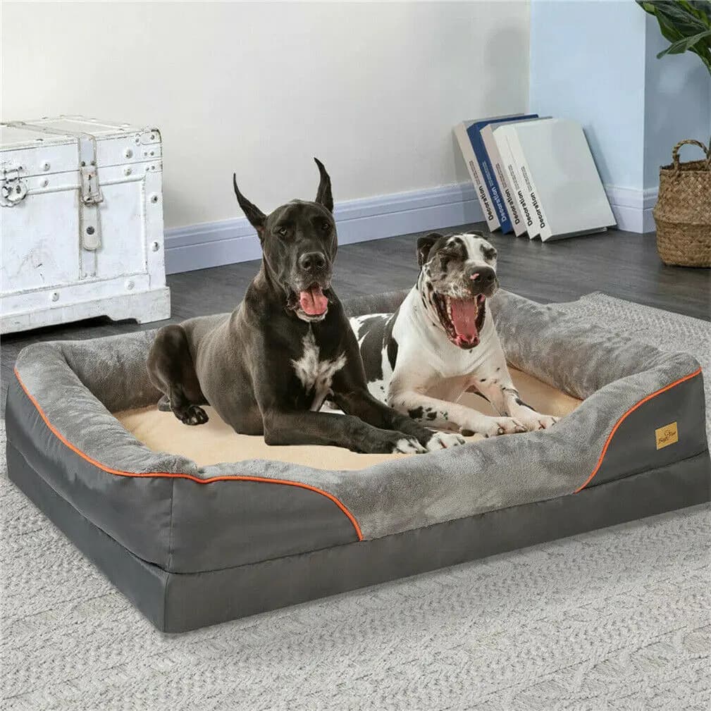 Cuccia Ortopedica Grande per Cani, Divano per Animali Domestici in Memory Foam, Cuscino Rialzato Impermeabile, Divano Caldo per Cuccioli con Cuscino di Supporto, Rivestimento Rimovibile
