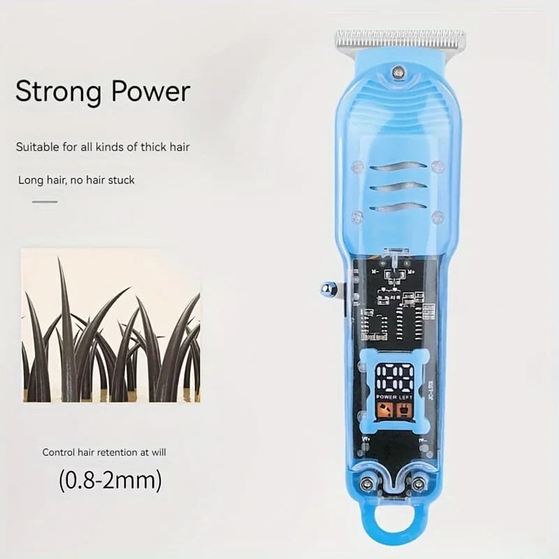 Professional Transparent Body Electric Hair Clipper for Men USB Rechargeable Trimmer Hair Cutting Machine Holiday Gift for Him