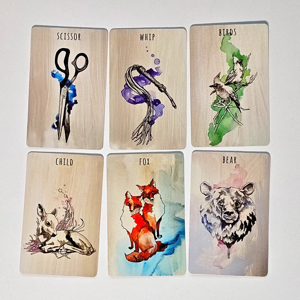 36 carte Lenormand a tema acquerello 9 * 6 cm stampate su cartoncino doppio goffrato da 350 GBInchiostro per schermare Mazzo di Lenormand