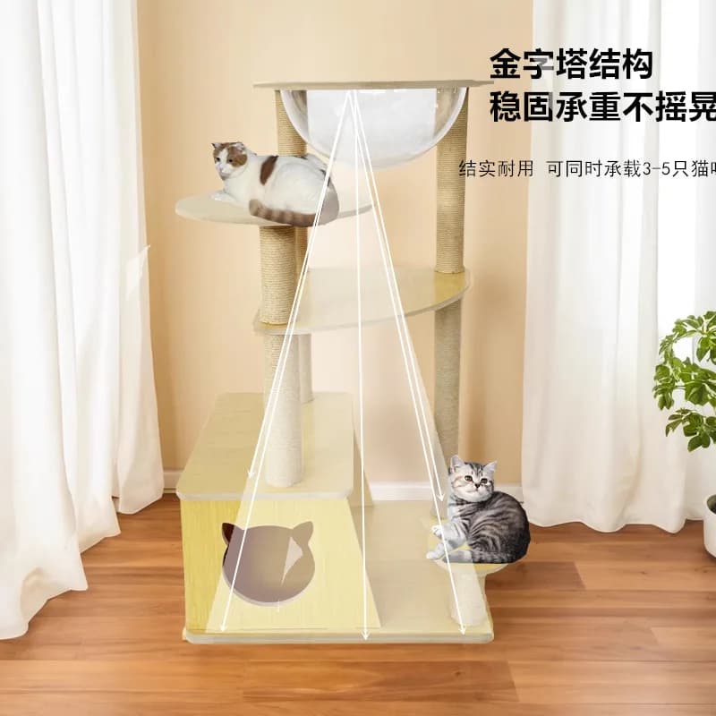 Telaio per arrampicata per gatti, nido per gatti integrato, tiragraffi per quattro stagioni, piccolo appartamento occupie, capsula spaziale, piattaforma per saltare, gatto