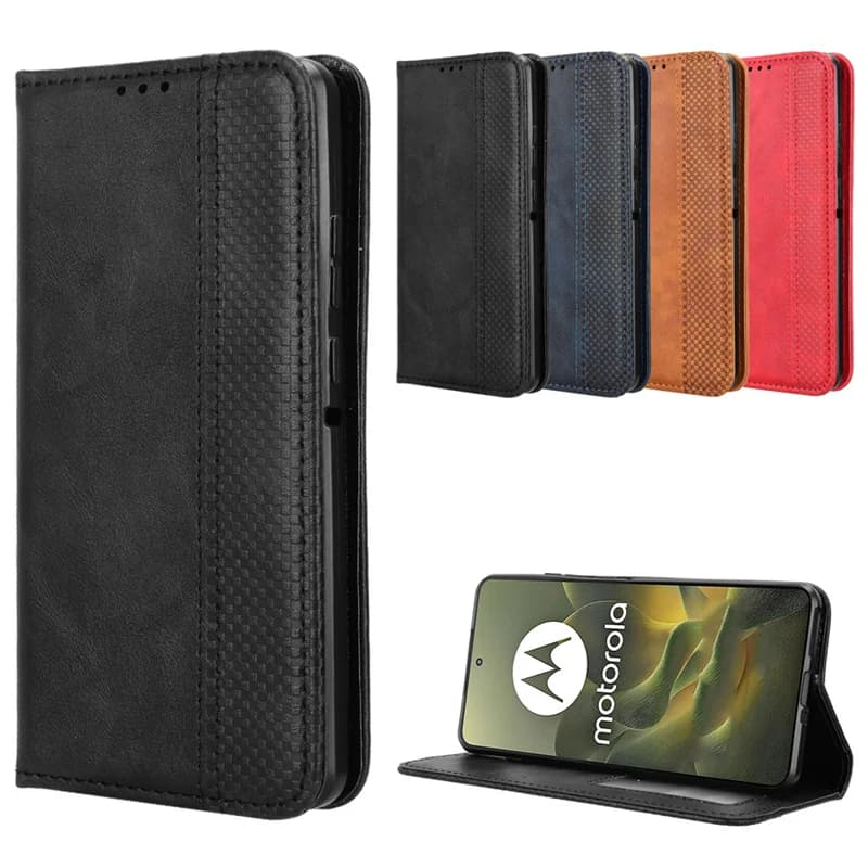 Portafoglio con slot per schede Supporto per cornice per foto Custodia in pelle con vibrazione magnetica per Motorola Edge 70 Moto X70 Air 5G Cover per telefono anticaduta