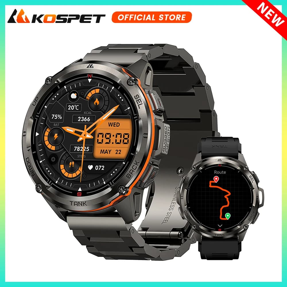 2025 Originale KOSPET TANK T3 Ultra Smartwatch GPS per Uomo, Orologio Intelligente Robusto 470mAh, Fitness AMOLED Bluetooth