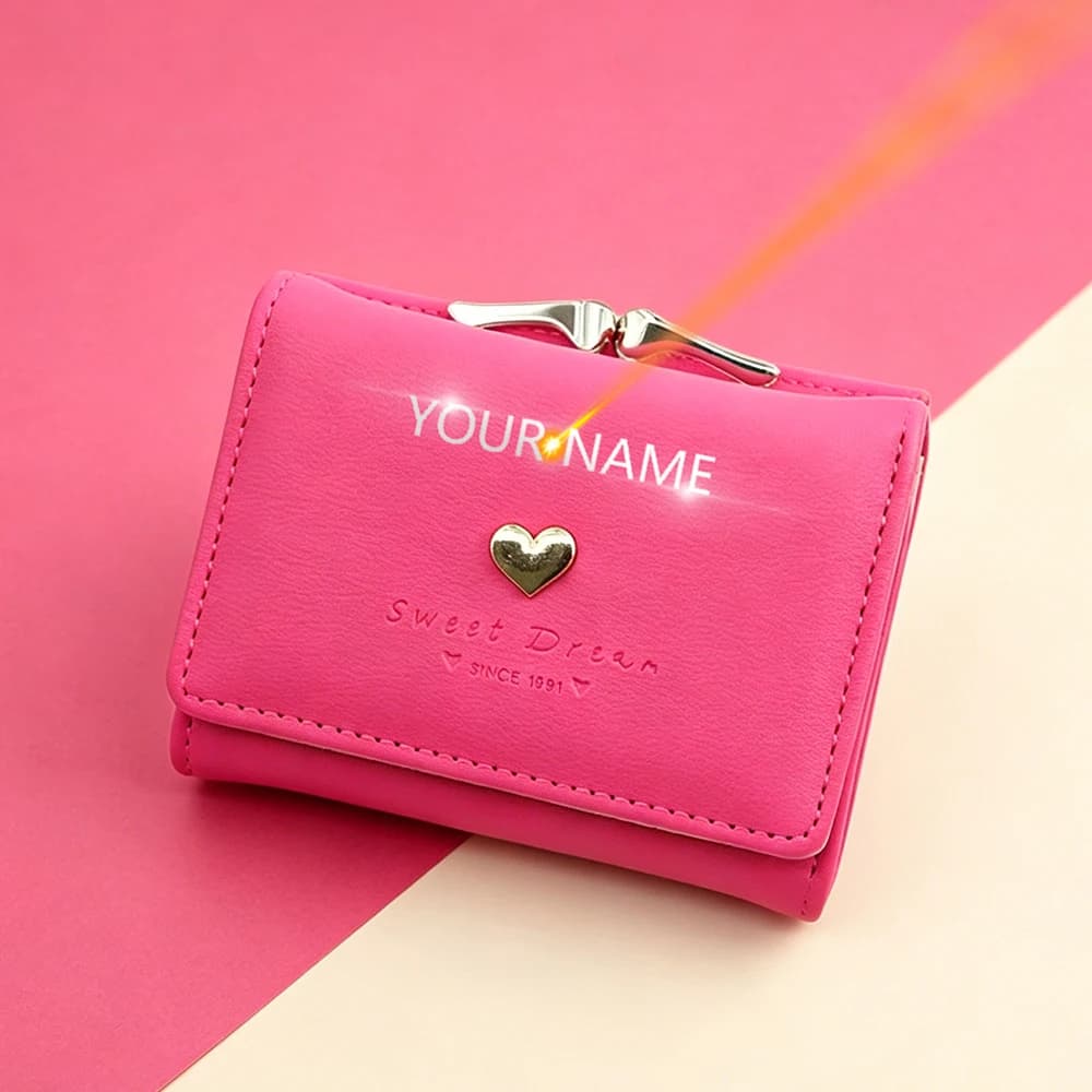 New Short Women Wallets Name Engraving ID Card Holder Cute Female Purses High Quality Simple Coin Pocket Girls Wallet