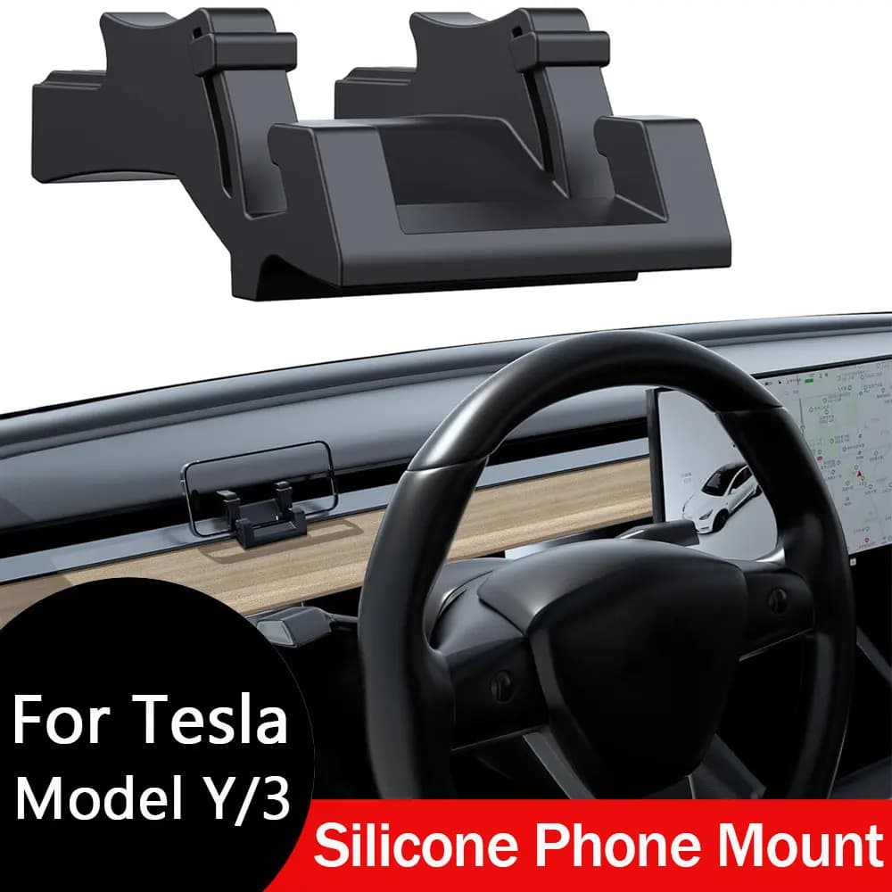 Silicone Phone Mount For Tesla Model Y 2020-2026 Model 3 Accessories 2017-2026 Also Functions as a Vent Hook and Sunglass Holder