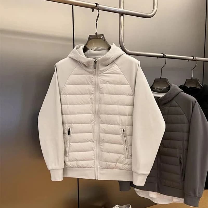 Autumn Winter New Fashion Long Sleeve Hoodies Patchwork Jacket Parkas Men's Clothing Korean Zipper Warm All-match Trend Chic Top