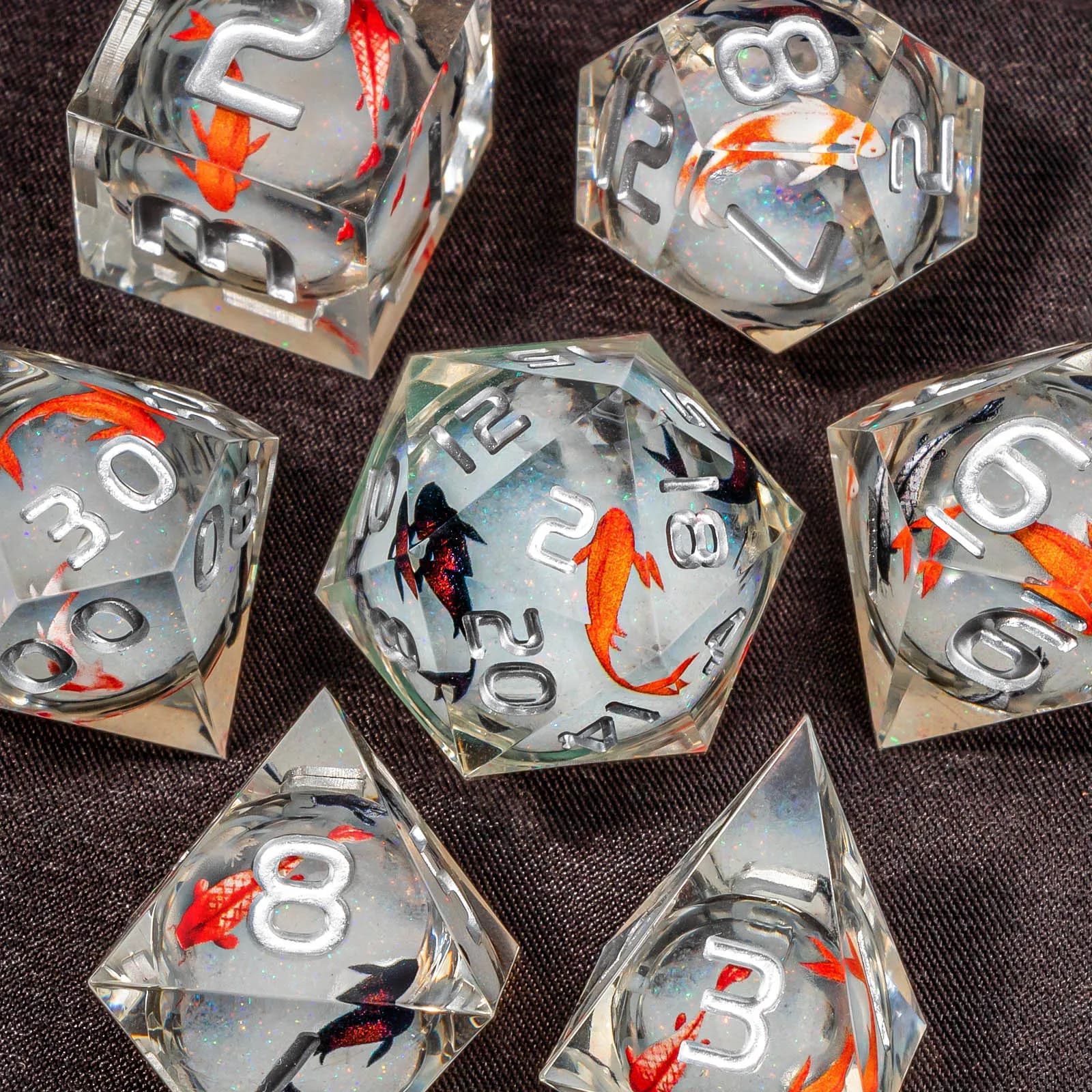 DND Dice Set D&D, Liquid Core Sharp Edged Dice Set Dungeons and Dragons, White Polyhedral Resin Dice Set for Role Playing Game
