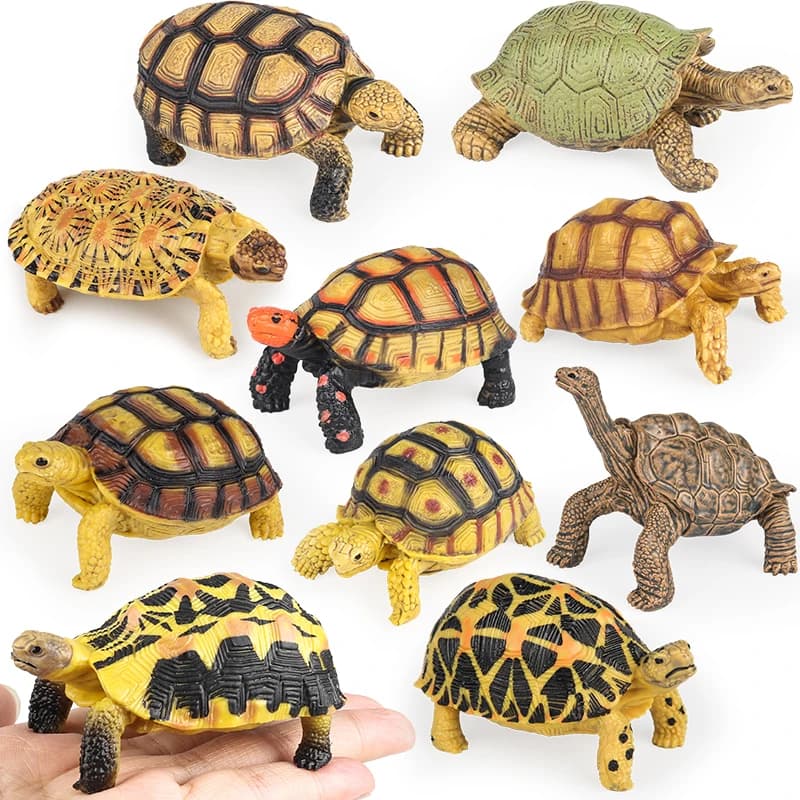 Oenux Reptile Animals Star Turtle Geochelone Pattern Figurine Action Figures PVC Ornament Educational Toy Children Gift
