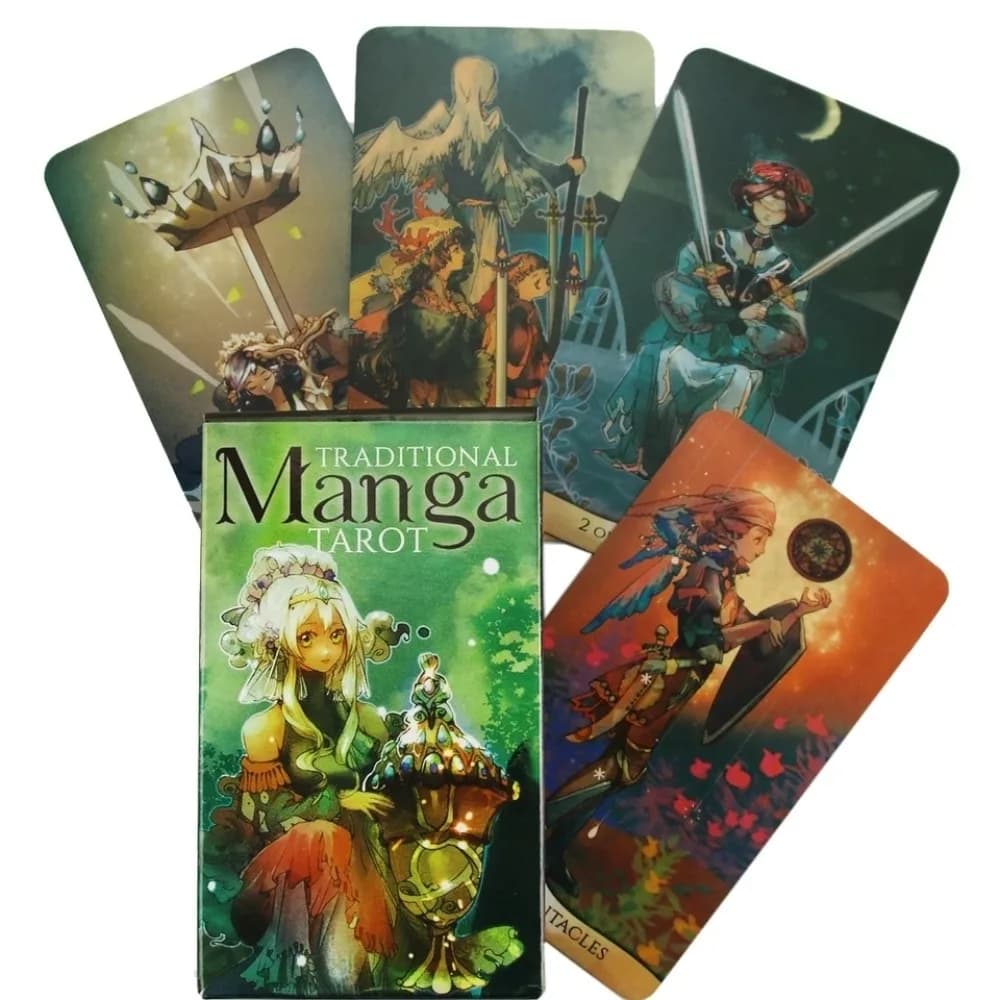 Carte dei Tarocchi Tradizionali in Stile Manga Giapponese, 78 Pezzi, 10,3*6cm, per Divinazione e Gioco d'Arte Anime