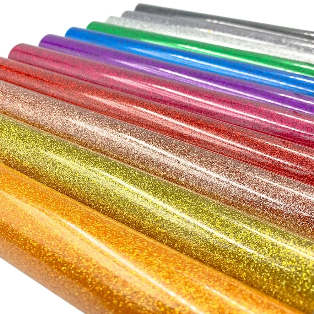 Foglio Glitter Lucido Trasferimento di Calore Vinile Ferro da Stiro Pressa di Calore HTV T-shirt Tessili Cricut Iridescente Craft Cutter Film Sparkle