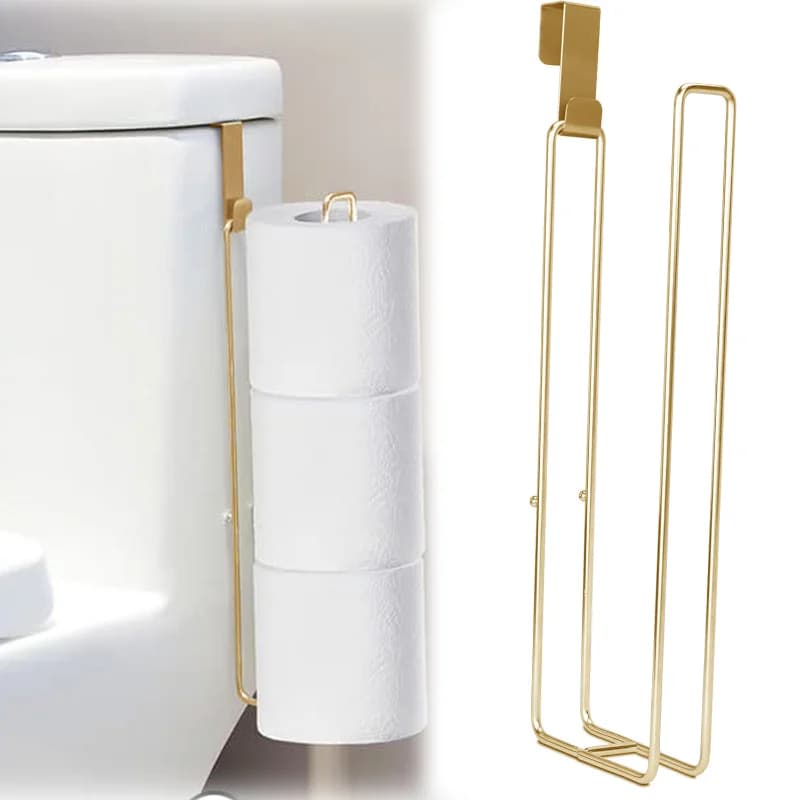 1 pz porta carta igienica in metallo montato a parete - supporto per rotolo di carta igienica di lusso con ganci per design salvaspazio da cucina/bagno