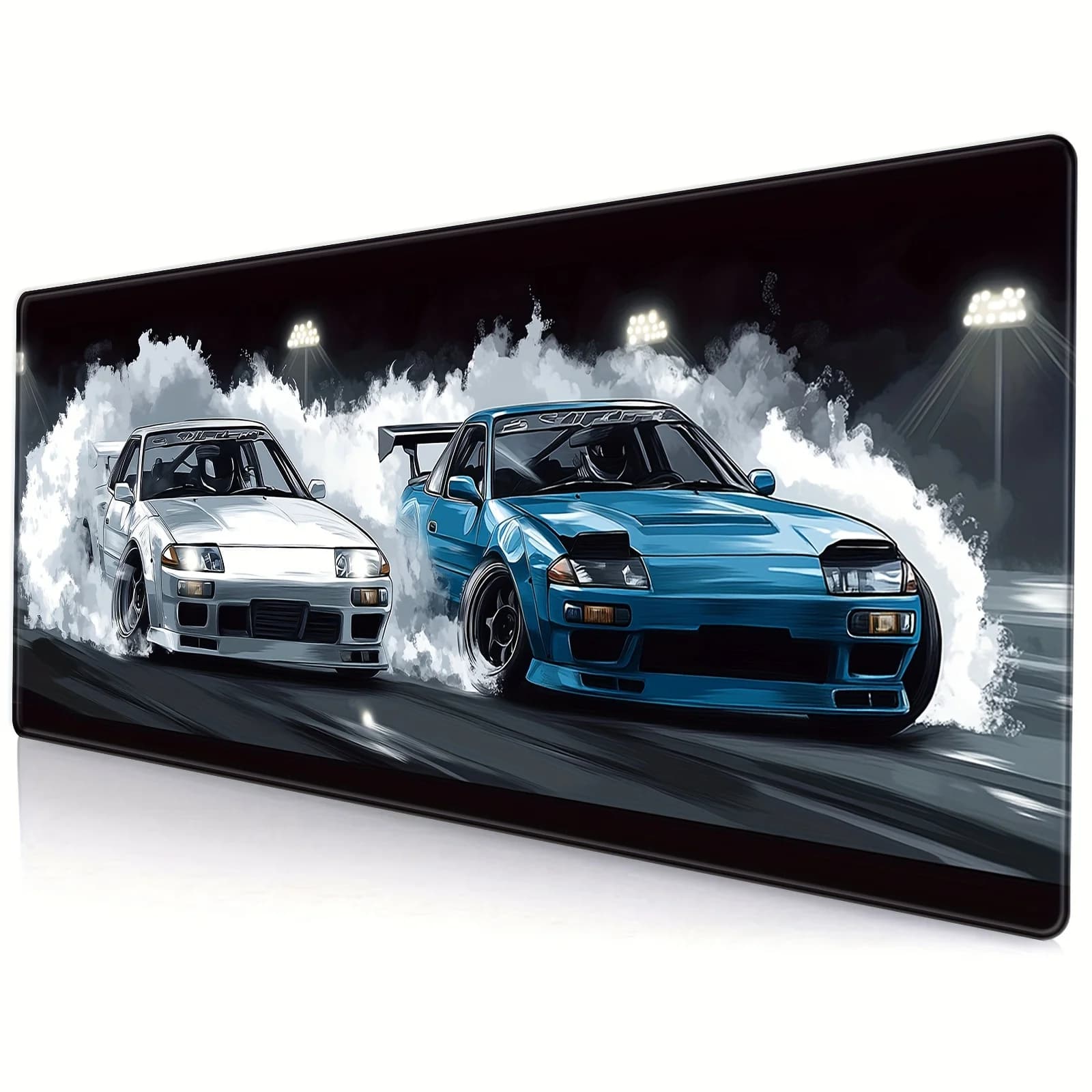 Extended Play Mouse Mat with Drift Car JDM R34 Anti-slip rubber base Computer Keyboard Rubber Desk Mat