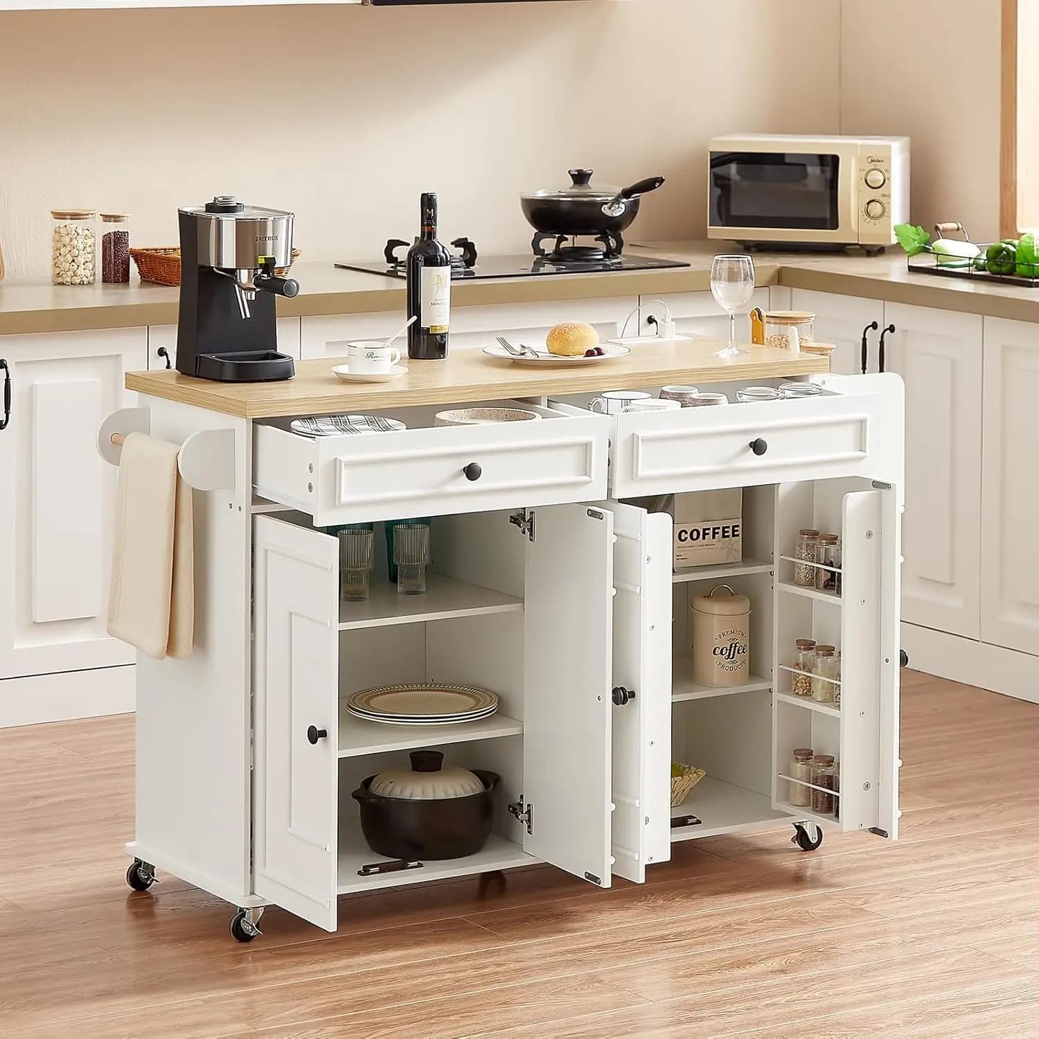 58' kitchen trolley with socket, holders, portaspezie e knives