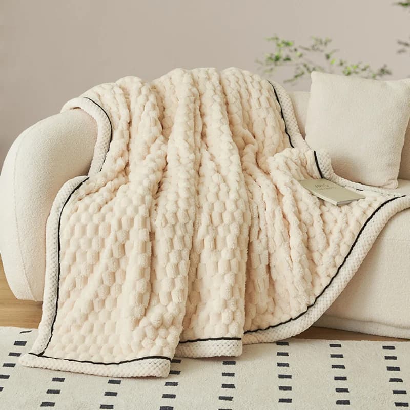 Coperta nordica in pile di corallo spesso a doppio strato per tenere al caldo e super morbida per divano, trapunta Queen King con velluto per l'inverno