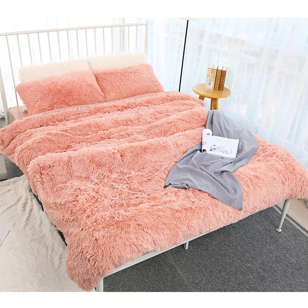 Long cover in solid coloured plush lining covered nap liner for sleeping bed bedspread pillow for sofa