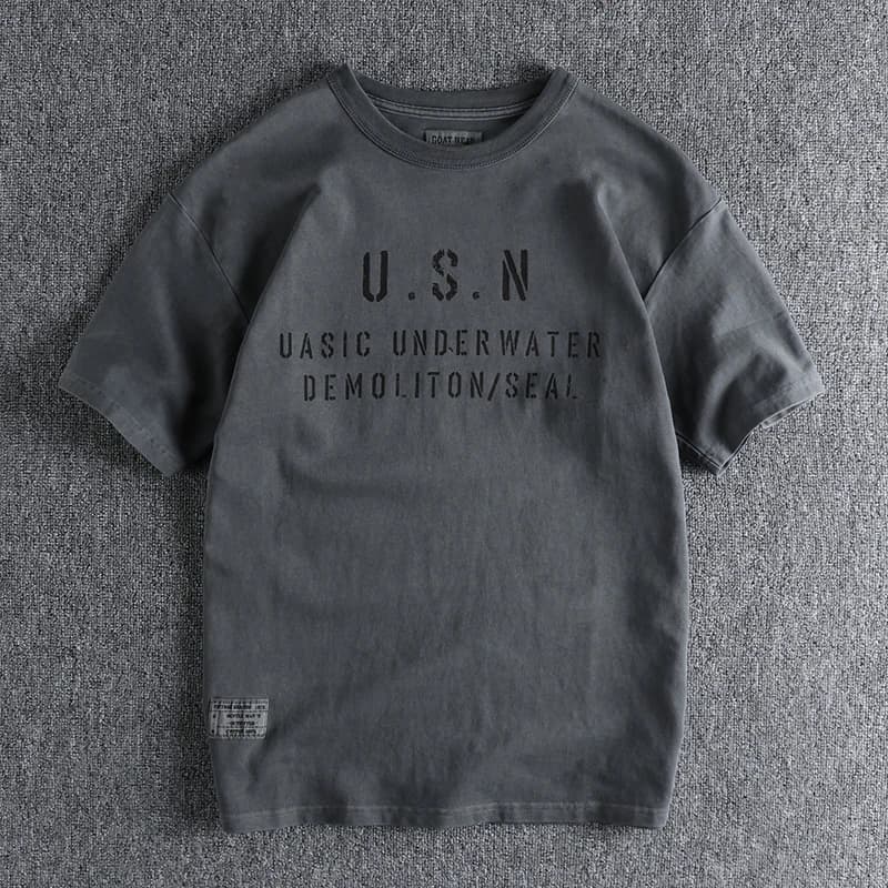 Loose Comfortable Men's Short Sleeve T-Shirt Pure Cotton Washed Khaki Vintage Casual Style Youth Popular Summer Half Sleeve