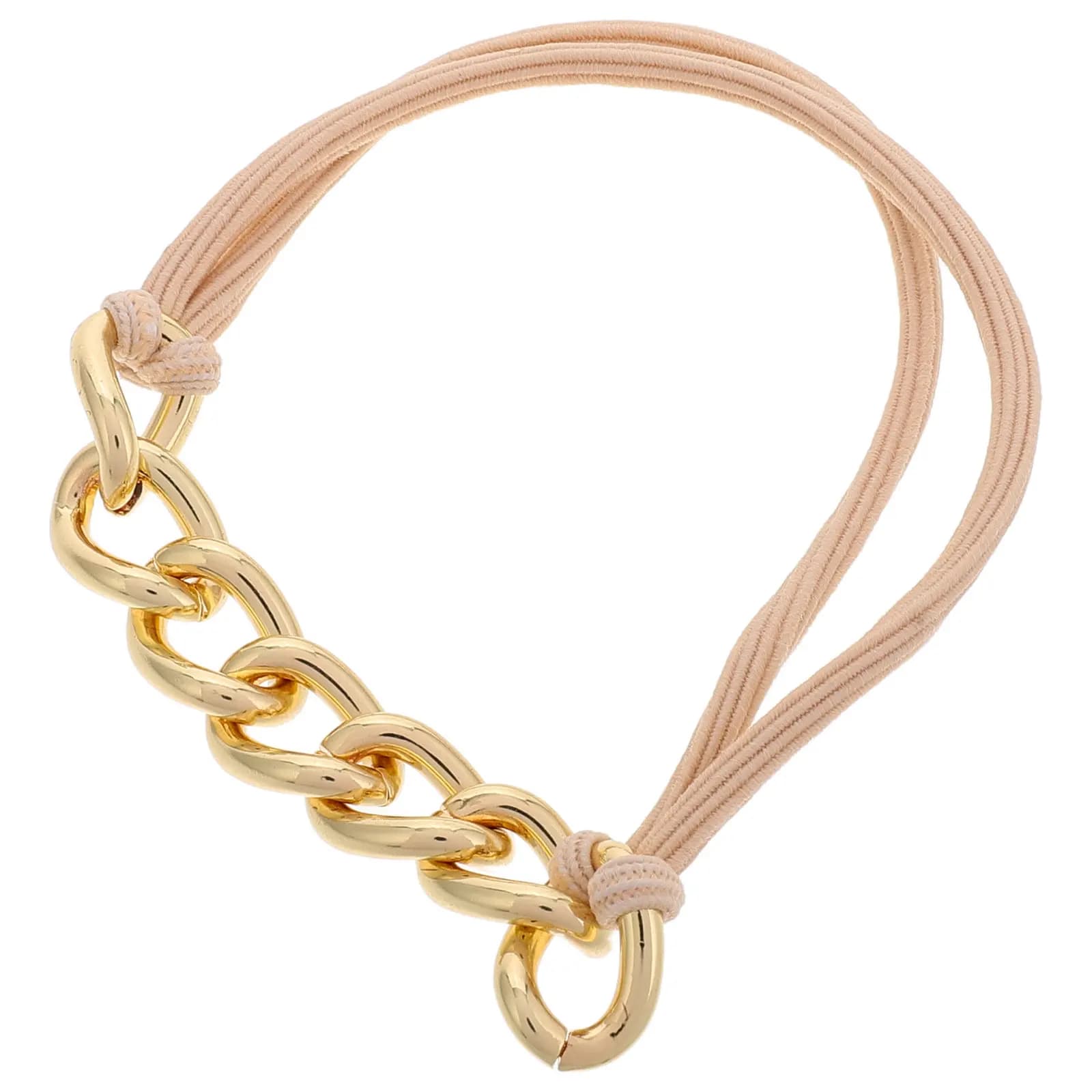 Metal Alloy Galvanized Elastic Bracelet with Chain for Hair, Elegant Wristband for Women with Thick Hair and Ricci