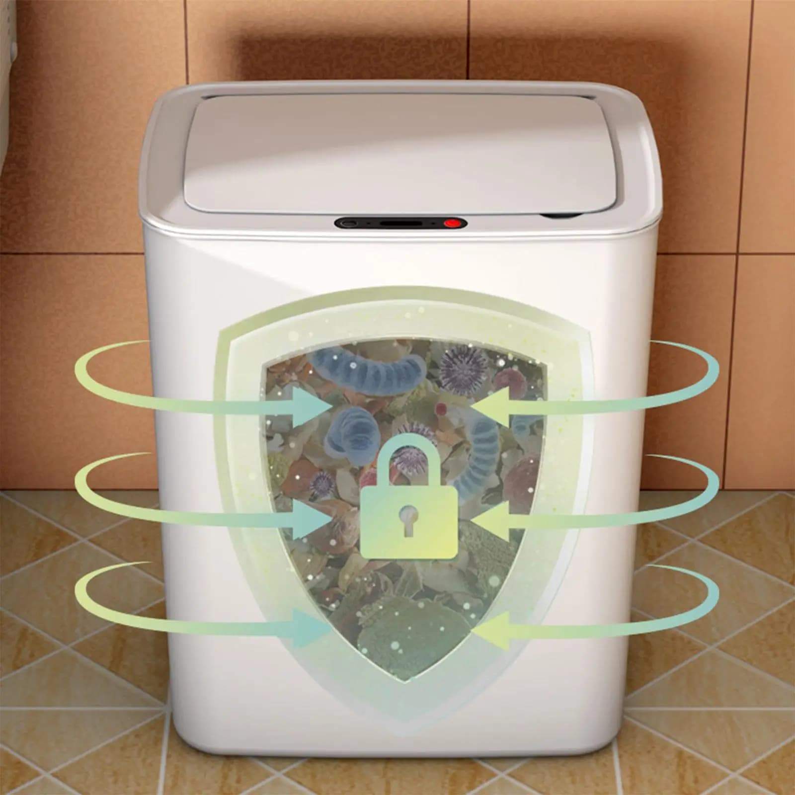 Cestino Intelligente per Rifiuti, Bidone Impermeabile per Cucina, Cestino Smart per Bagno, Casa e Toilette