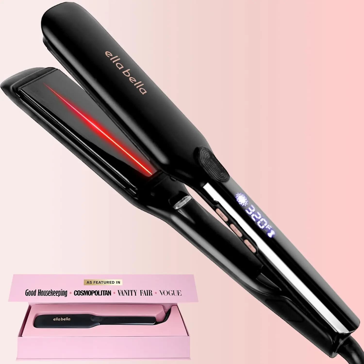Titanium Professional Hair Plate with Infrared Technology and Digital Temperature Control for All Hair Types