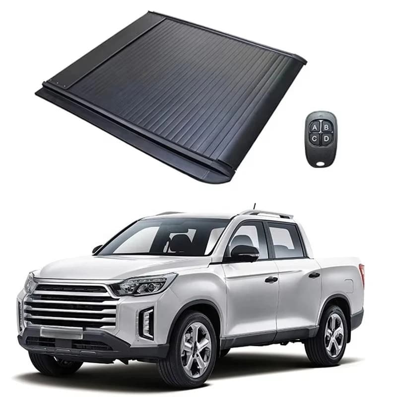 Copertura per letto rigido per camioncino retrattile Coperchio a rullo Copertura tonneau in lega di alluminio per veicoli sportivi Rexton G4 2016-2024
