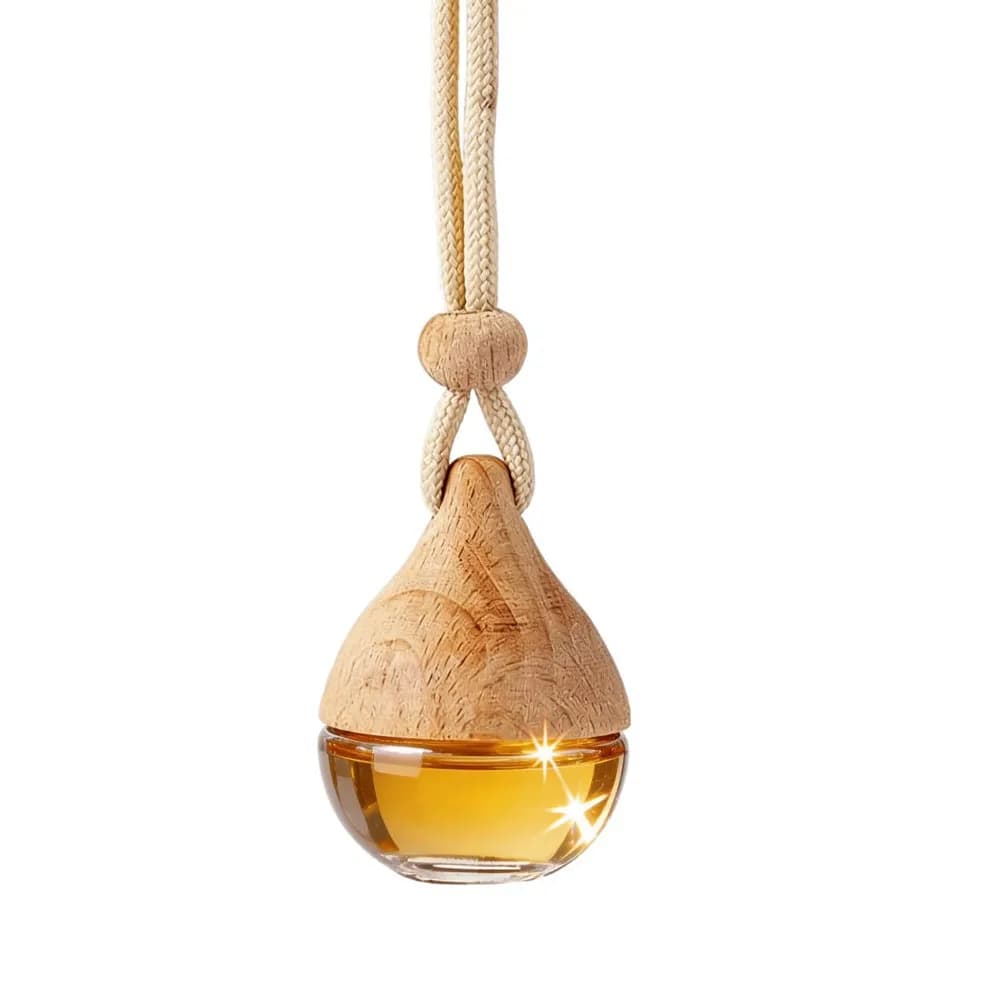 2 Pack Water Drop Car Essential Oil Diffuser Wooden Cap Glass Bottle Rearview Mirror Hanging Aromatherapy Ornament Pendant Gift