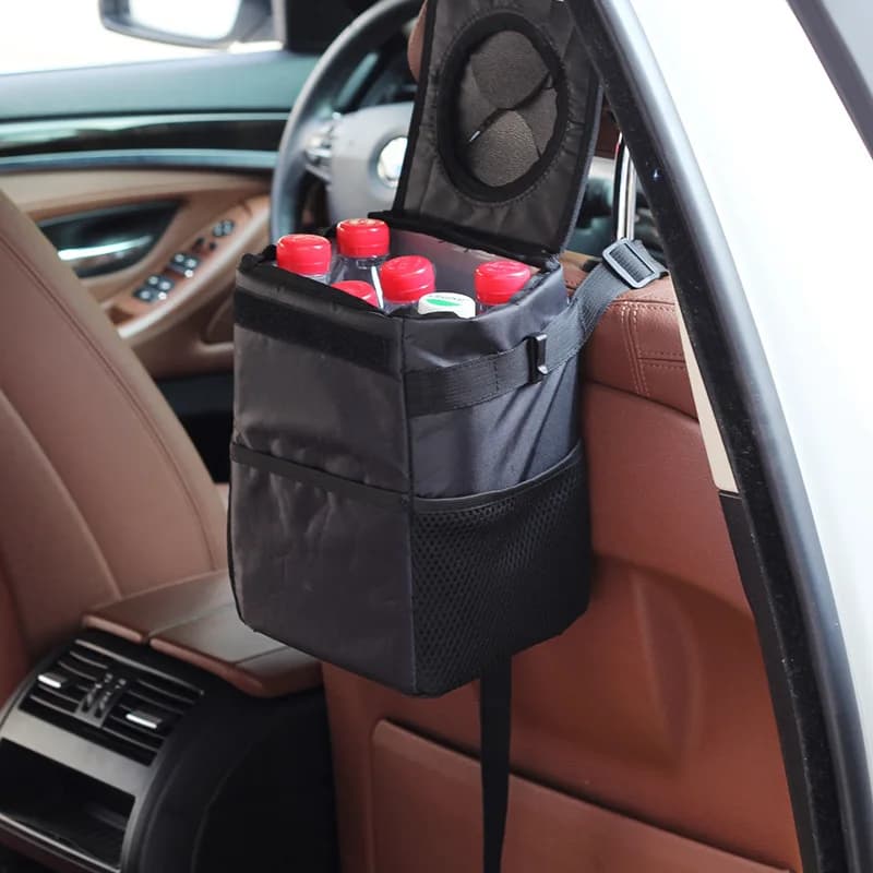 Pattumiera automatica per seggiolino auto - Pattumiera sospesa impermeabile, organizer da viaggio, borsa per scarti di cibo