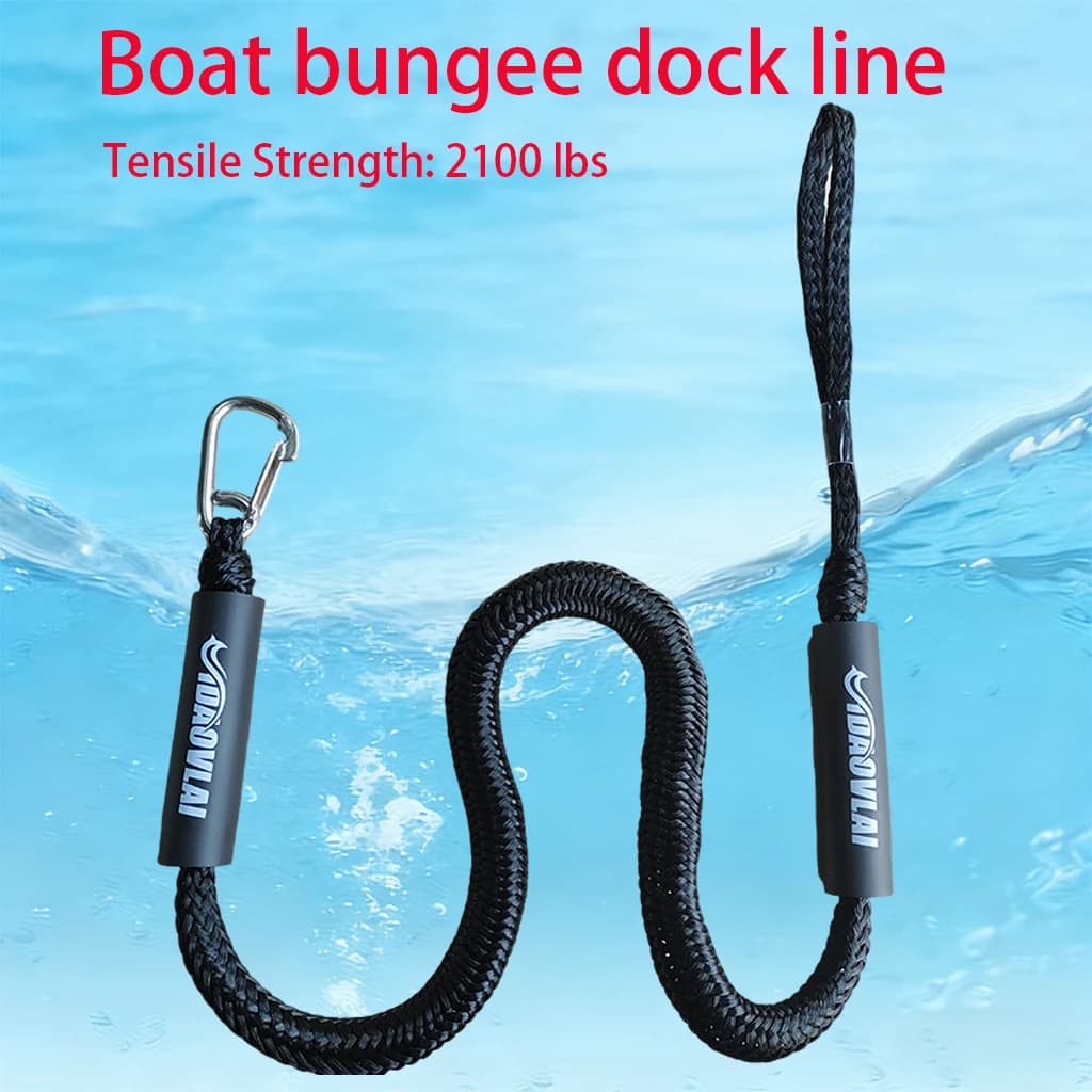 Corda di ormeggio elastica da 4 piedi - Corda per ormeggio barca - Dotata di clip in metallo - Corda marina antiurto - Per pontone e kayak