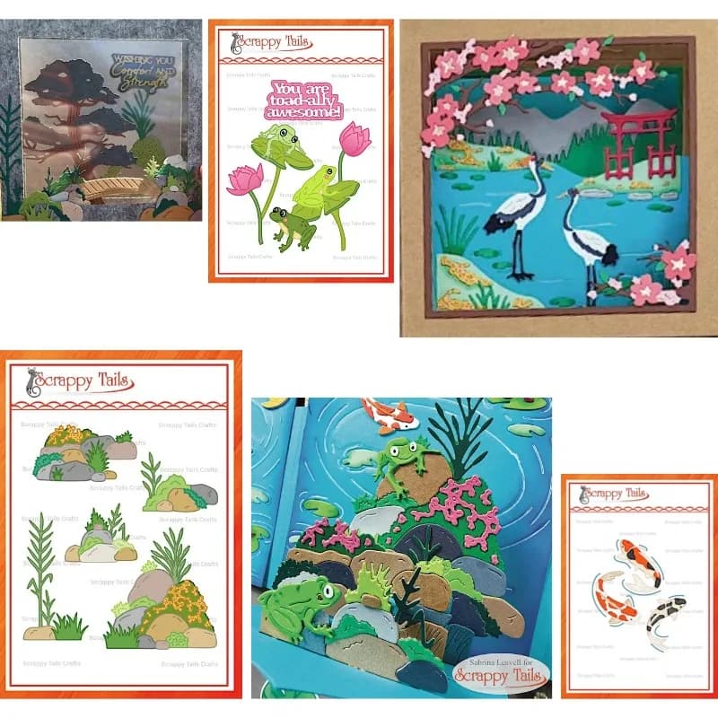 Fustelle per Scrapbook a Tre Pieghe con Motivo Carpa e Fiume, Stencil per Decorazione Diari, Template per Goffratura, Biglietti Fai da Te Fatti a Mano 2026